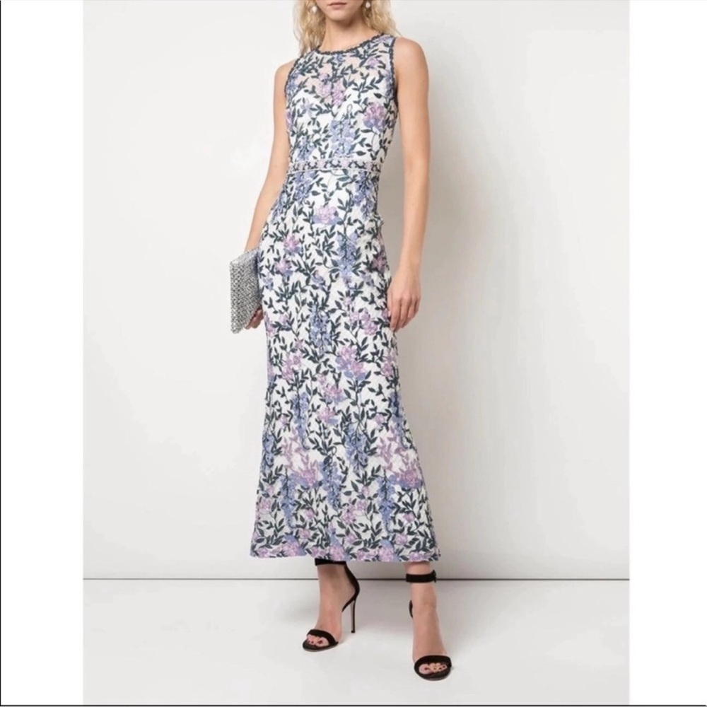 Marchesa Notte White Floral Lace Dress